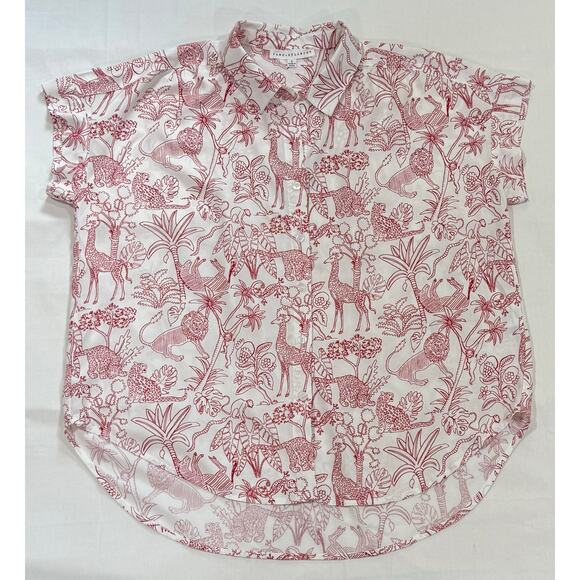 Jane and Delancey Button Top Blouse Safari Red & White Size Small (065) - Picture 1 of 10